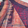 Linen Cotton Dabu Hand Block Ajrakh Print - Indigo, Red