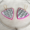 Terracotta Jewellery Set with Small Triangle Pendant - White, Black & Pink