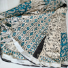 Linen Cotton Bagru Hand Block Paisley Print - Beige, Teal BP