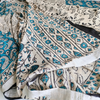 Linen Cotton Bagru Hand Block Paisley Print - Beige, Teal BP