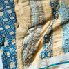 Linen Cotton Bagru Hand Block  Floral Print -  Beige, Mustard, Blue