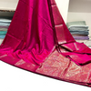 Banarasi Cotton Silk Saree with Heavy Pallu & Border – Magenta