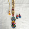 Terracotta Jewellery Set with Durga Pendant - Golden & Multi