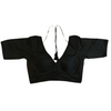 Cotton Classic Plain  V-Neck Black Blouse