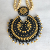 Terracotta Jewellery Set with Semi Chakra Pendant - Black & Golden