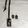 Terracotta Jewellery Set with Rectangle Pendant - Black