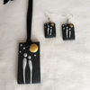 Terracotta Jewellery Set with Rectangle Pendant - Black