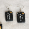 Terracotta Jewellery Set with Rectangle Pendant - Black