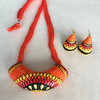 Terracotta Jewellery Set with Crescent Shape Pendant - Orange