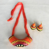 Terracotta Jewellery Set with Crescent Shape Pendant - Orange