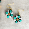 Terracotta Jewellery Set with Flower Pendant - White & Turquoise