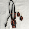 Terracotta Jewellery Set with U-Shape Pendant - Black & Brown