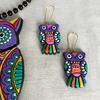 Terracotta Jewellery Set with Big Owl Pendant - Purple