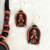 Terracotta Jewellery Set with U-Shape Pendant - Black & Brown