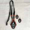 Terracotta Jewellery Set with U-Shape Pendant - Black & White