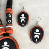 Terracotta Jewellery Set with U-Shape Pendant - Black & White