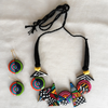 Terracotta Jewellery Set with Multi Shapes & Colour Pendant