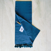 Cotton Plain Saree with Self Colour Tassel - Navy Blue