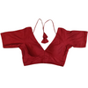 Cotton Classic Plain  V-neck  Red Blouse