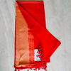 Cotton Classic Plain  Saree & Contrast Border - Red