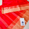 Cotton Classic Plain  Saree & Contrast Border - Red