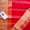 Cotton Classic Plain  Saree & Contrast Border - Red