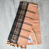 Cotton Classic Plain  Saree & Contrast Border - Peach