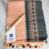 Cotton Classic Plain  Saree & Contrast Border - Peach