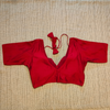 Cotton Classic Plain  V-neck  Red Blouse