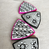 Terracotta Jewellery Set with Small Triangle Pendant - White, Black & Pink