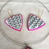 Terracotta Jewellery Set with Small Triangle Pendant - White, Black & Pink