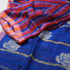 Linen Rose Jamdani Strip Saree  - Blue