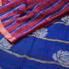 Linen Rose Jamdani Strip Saree  - Blue