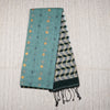 Cotton Kata Butti Saree with Contrast Border - Green & White