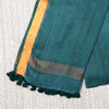 Linen Plain Saree with Silver Jari Border - Green