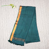 Linen Plain Saree with Silver Jari Border - Green