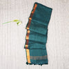 Linen Plain Saree with Silver Jari Border - Green