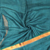 Linen Plain Saree with Silver Jari Border - Green