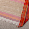 Cotton Multi Border Saree with Jute Pallu - Beige & Pink