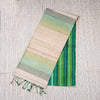 Cotton Multi Border Saree with Jute Pallu - Beige & Green