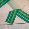 Cotton Multi Border Saree with Jute Pallu - Beige & Green