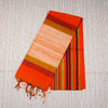 Cotton Multi Colour Border Saree With Jute Pallu - Orange