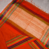 Cotton Multi Colour Border Saree With Jute Pallu - Orange