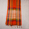 Cotton Multi Colour Border Saree With Jute Pallu - Orange