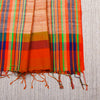 Cotton Multi Colour Border Saree With Jute Pallu - Orange