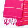 Linen Rose Jamdani Strip Saree  - Rani Pink