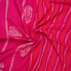 Linen Rose Jamdani Strip Saree  - Rani Pink