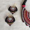 Terracotta Jewellery Set with Heavy Pendant - Red, White