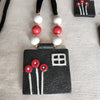 Terracotta Jewellery Set with Square Pendant - Black