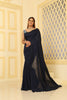 Mul Cotton Plain Saree Self Colour, with tassel Navy Blue with Blouse Piece Handloom Saree